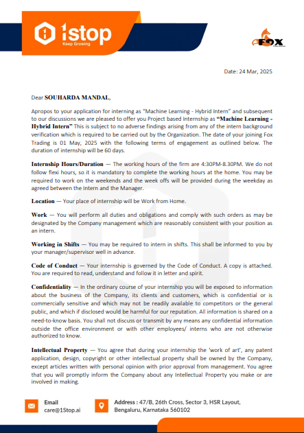 Machine Learning – Hybrid Intern